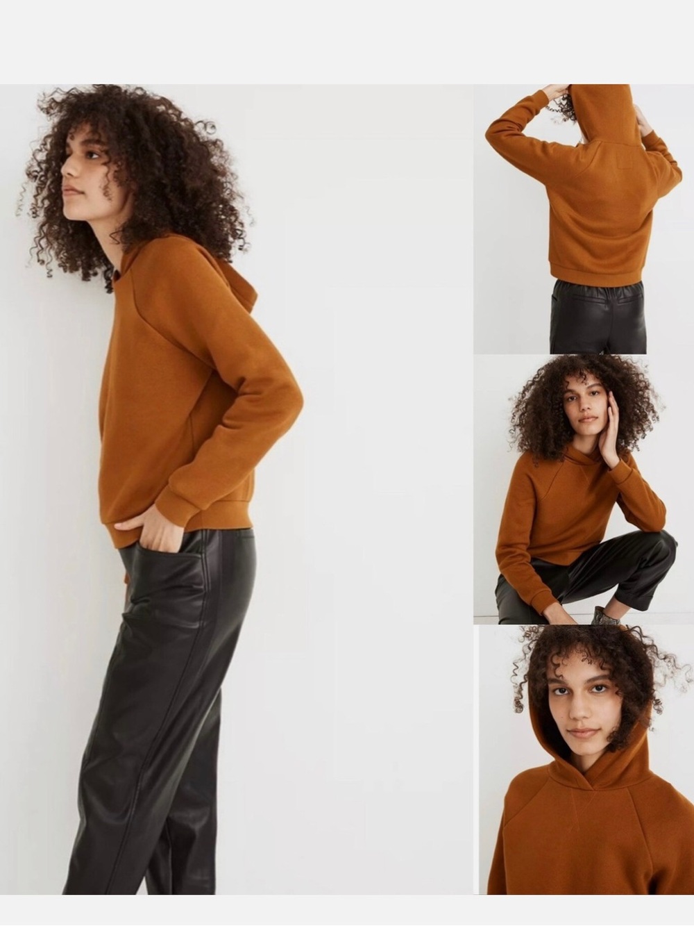 Madewell MWL Betterterry Cropped Hoodie Sweatshirt Dried Cedar Size M